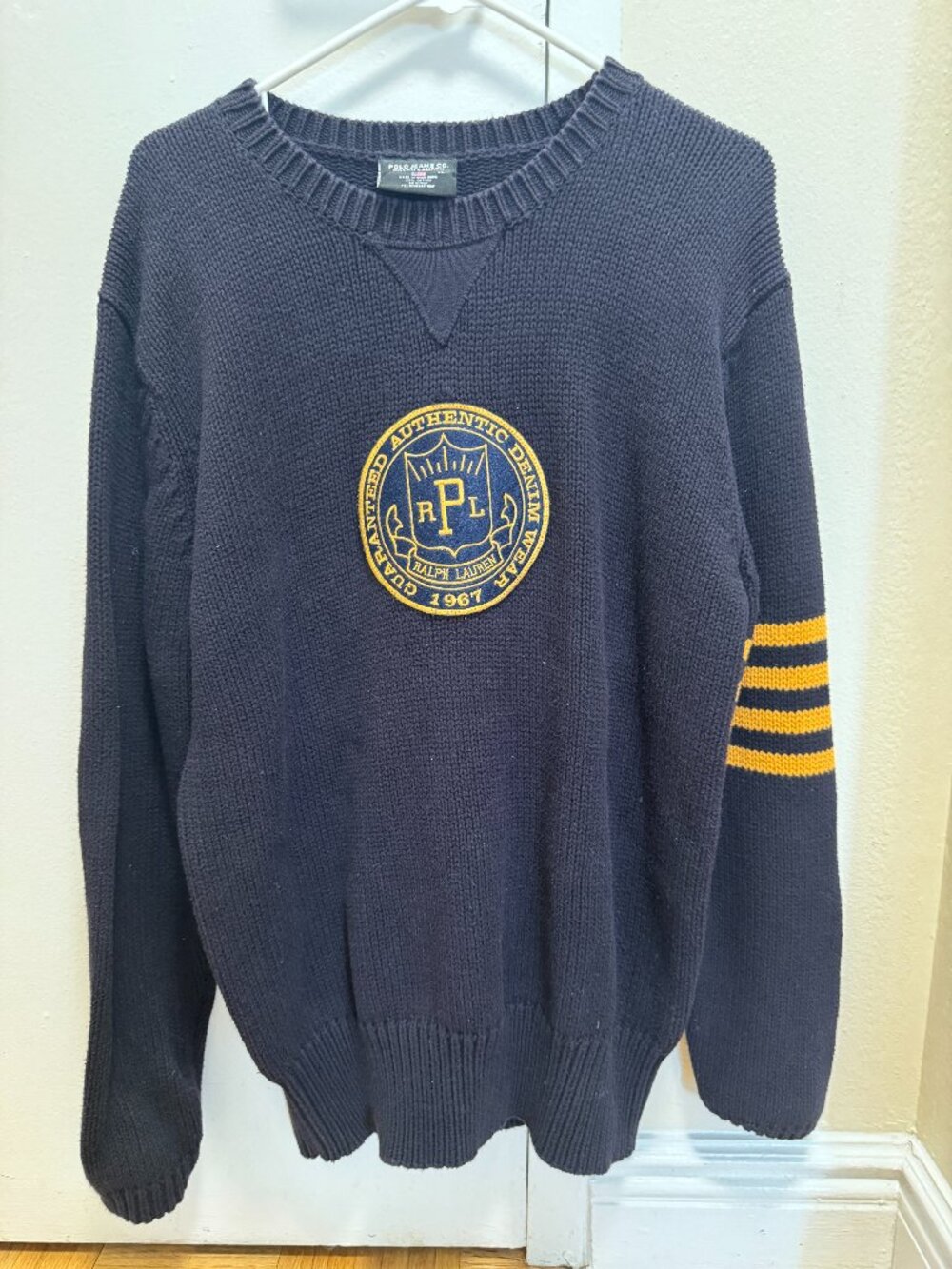 Vintage Polo Ralph Lauren Blue and Yellow Sweater Size XL